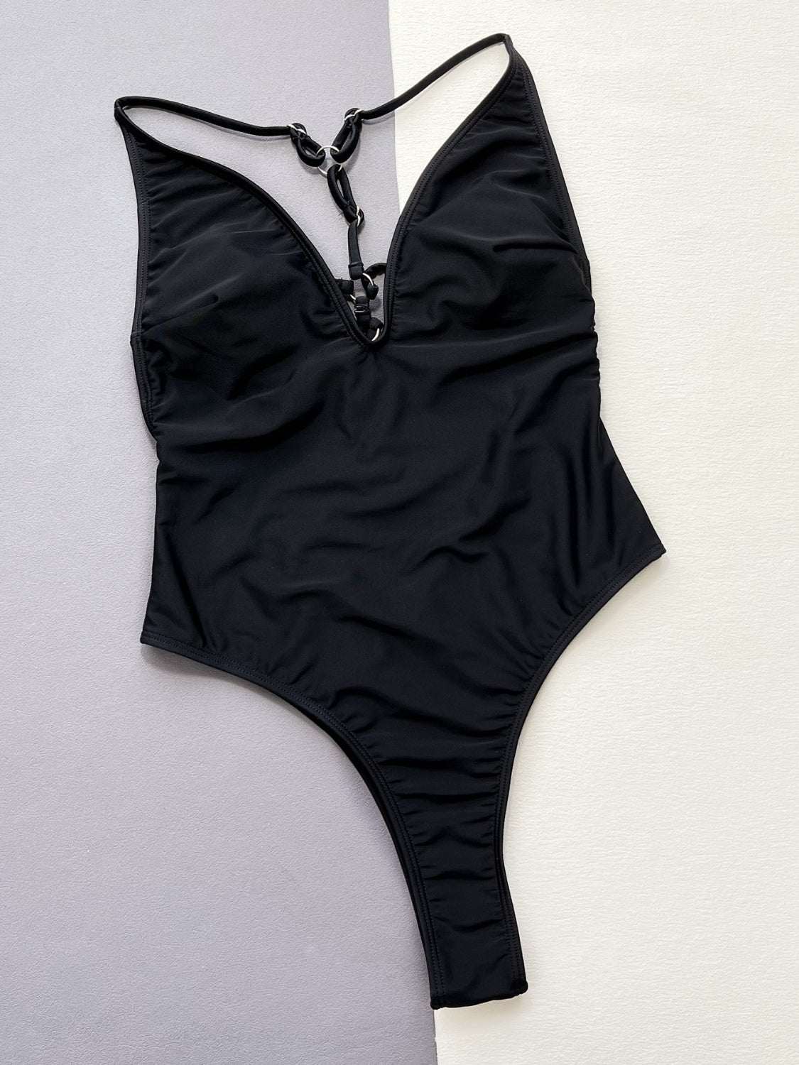 Cutout Plunge Spaghetti Strap One-Piece Swimwear Black Swimwear by Trendsi | Fleurcouture