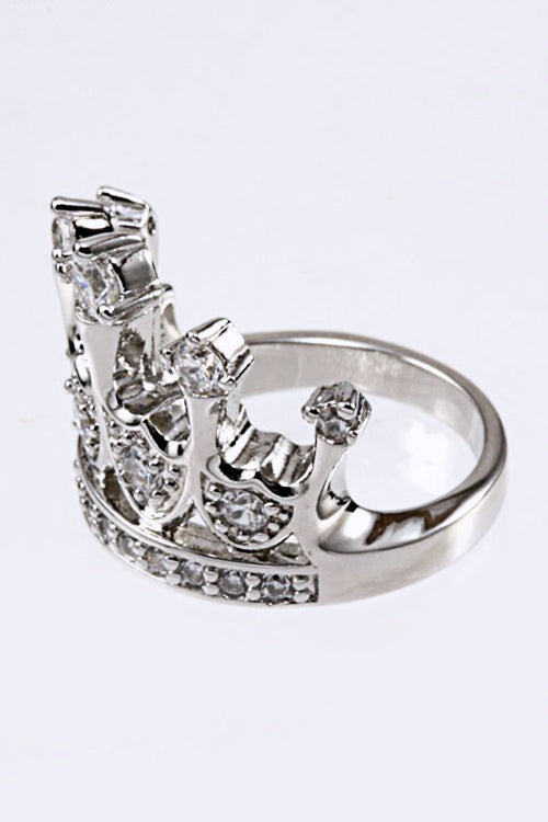 CZ Crown Ring Rhodium by LA Jewelry Plaza | Fleurcouture