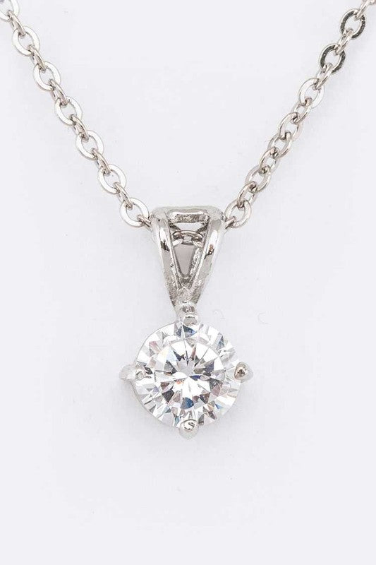 CZ Drop Pendant Necklace Earrings Set Clear 1 by LA Jewelry Plaza | Fleurcouture