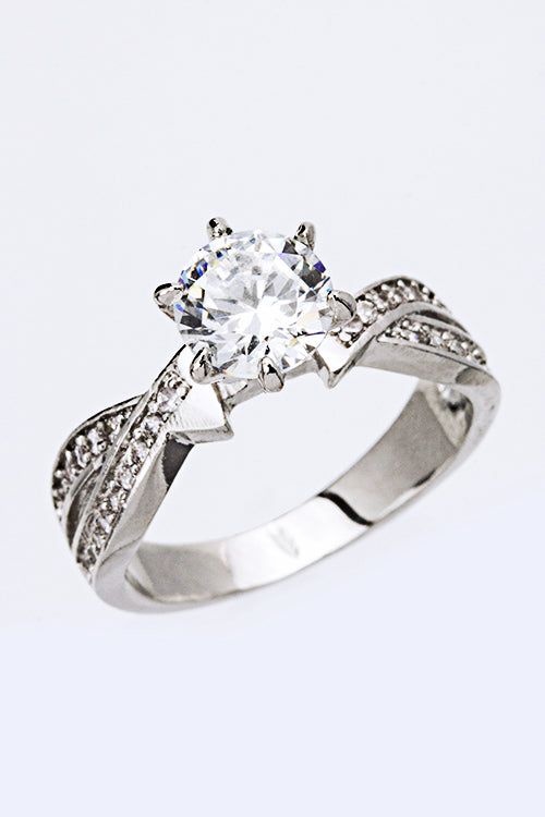 CZ Engagement Ring Rhodium 6 by LA Jewelry Plaza | Fleurcouture