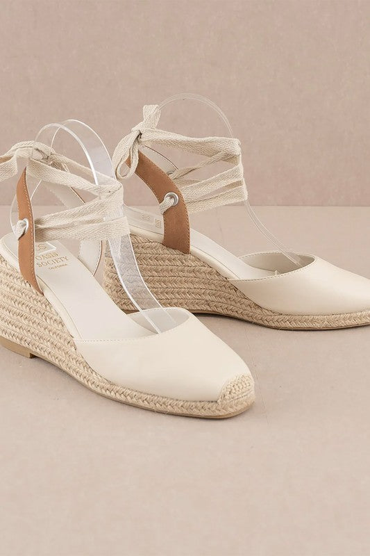 D-ALONDRA-ESPADRILLE, LACE UP, WEDGE BEIGE by Let&
