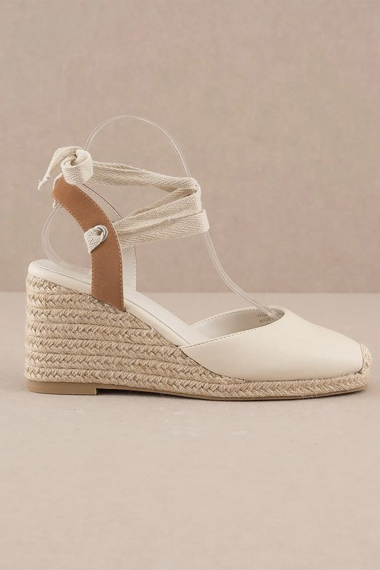 D-ALONDRA-ESPADRILLE, LACE UP, WEDGE BEIGE by Let&