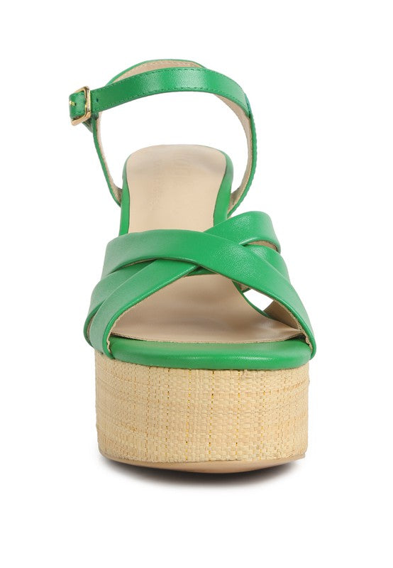 De-Vil Crisscross Straps Slim Block Heel Sandals by Rag Company | Fleurcouture