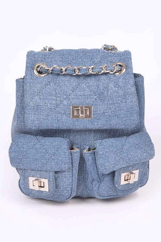 Denim Fashion Backpack O/S by Artini Accessories | Fleurcouture