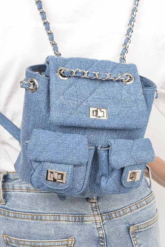 Denim Fashion Backpack O/S by Artini Accessories | Fleurcouture