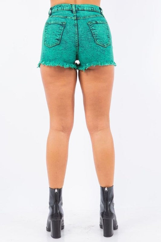 Denim Short in Mineral Green Green XL by GJG Denim | Fleurcouture