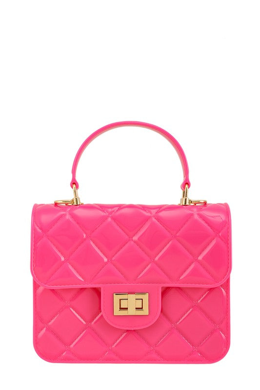 Diamond Quilted Cross Body Jelly Bag FUCHSIA OS by ICCO ACCESSORIES | Fleurcouture
