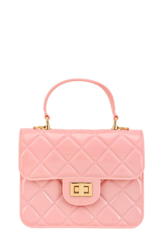 Diamond Quilted Cross Body Jelly Bag PINK OS by ICCO ACCESSORIES | Fleurcouture