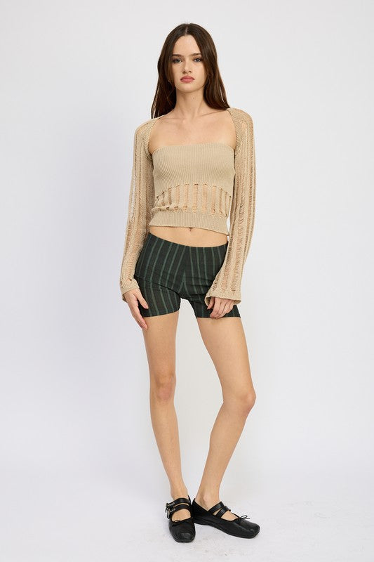 DISTRESSED SWEATER TUBE TOP by Emory Park | Fleurcouture