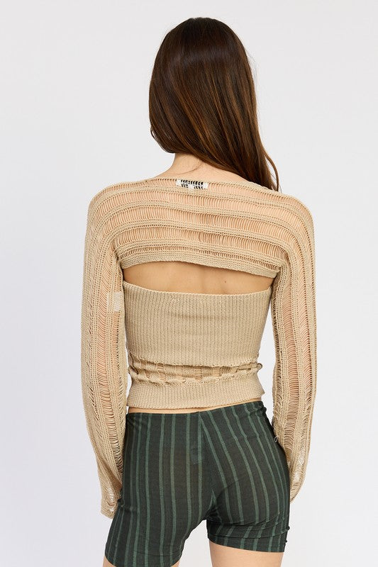 DISTRESSED SWEATER TUBE TOP by Emory Park | Fleurcouture