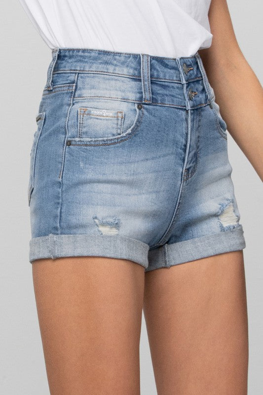 Double Waistband Denim Shorts MEDIUM by Denim Lab USA | Fleurcouture