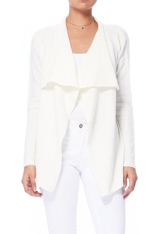 Draped Stylish Cape Sweater Cardigan Oatmeal S by Mak | Fleurcouture