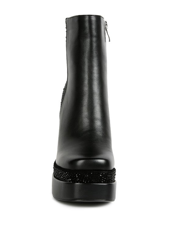 Dryday Diamante Zip Up Block Heel Boots by Rag Company | Fleurcouture