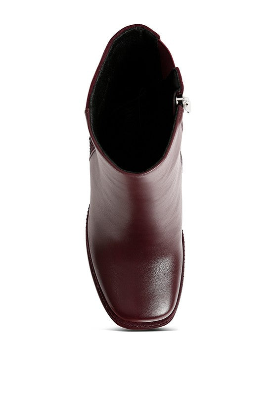 Dryday Diamante Zip Up Block Heel Boots by Rag Company | Fleurcouture