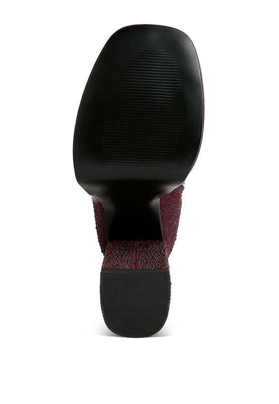 Dryday Diamante Zip Up Block Heel Boots by Rag Company | Fleurcouture