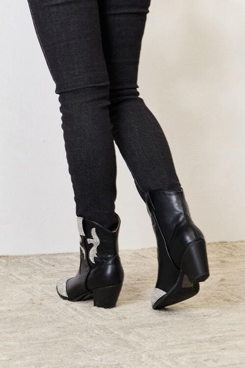 East Lion Corp Rhinestone Pointed Boots Black by Trendsi | Fleurcouture