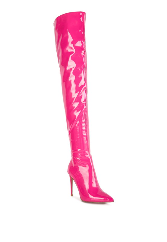 Eclectic Knee Boot Neon Pink 5 by Rag Company | Fleurcouture