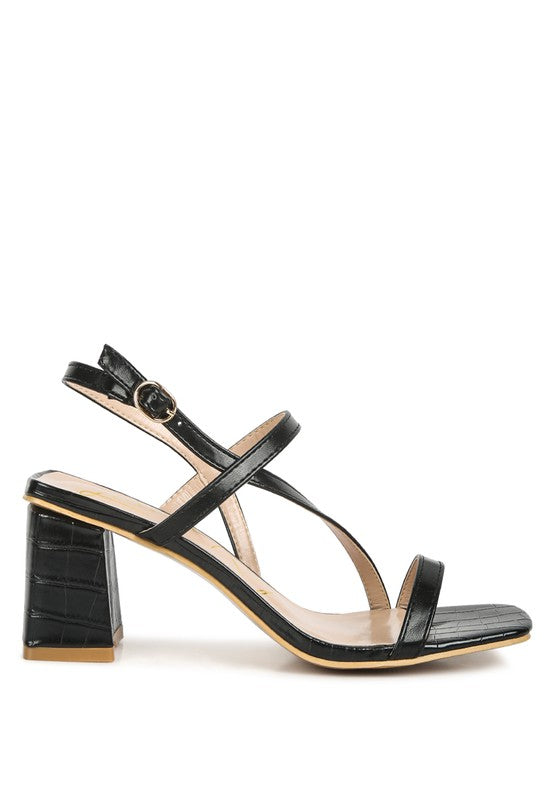 EFFIEO Croc Texture Block Heel Sandals by Rag Company | Fleurcouture