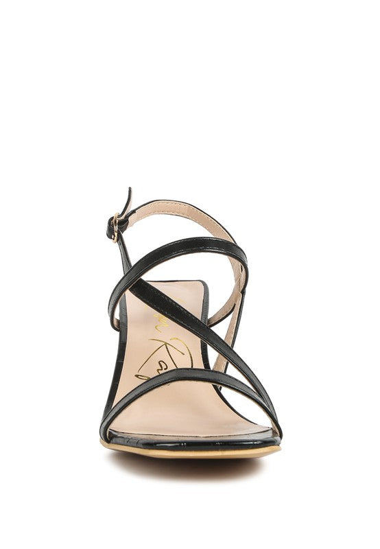 EFFIEO Croc Texture Block Heel Sandals by Rag Company | Fleurcouture