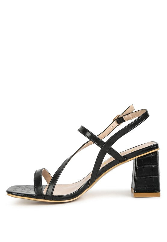 EFFIEO Croc Texture Block Heel Sandals by Rag Company | Fleurcouture