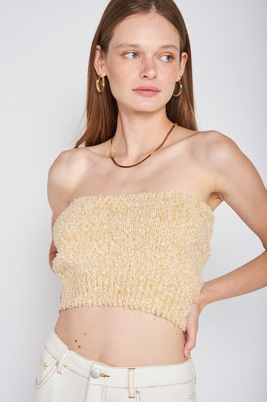 ELASTIC WAISTBAND FRINGED TUBE TOP by Emory Park | Fleurcouture