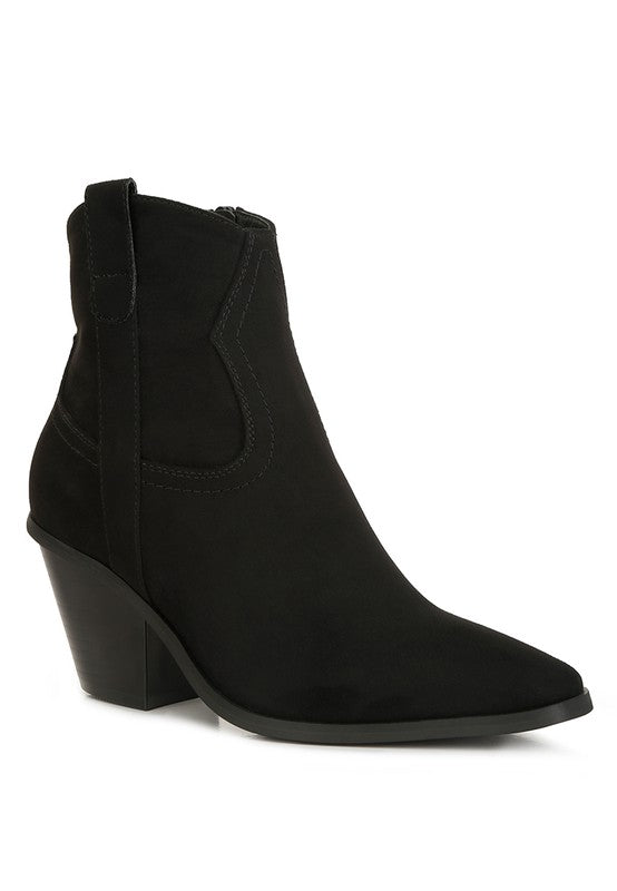 Elettra Ankle Length Cowboy Boots Black 6 by Rag Company | Fleurcouture