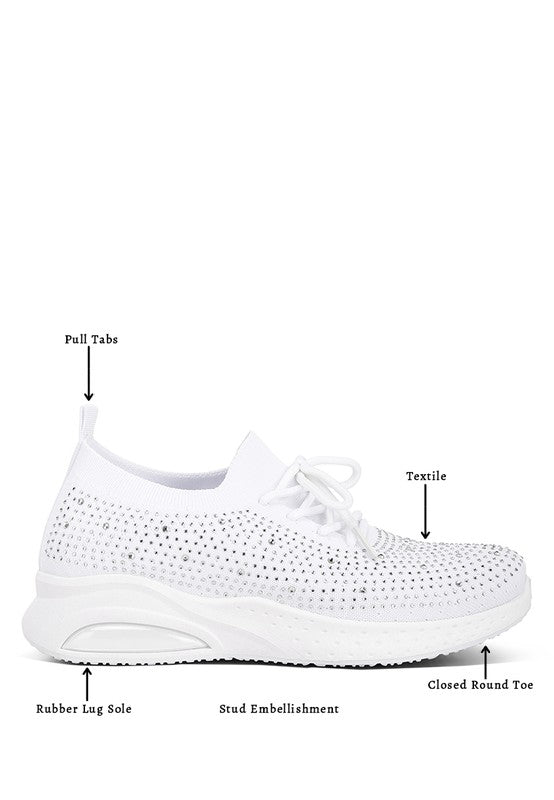 Elizha Stud Embellished Lace Up Sneakers by Rag Company | Fleurcouture