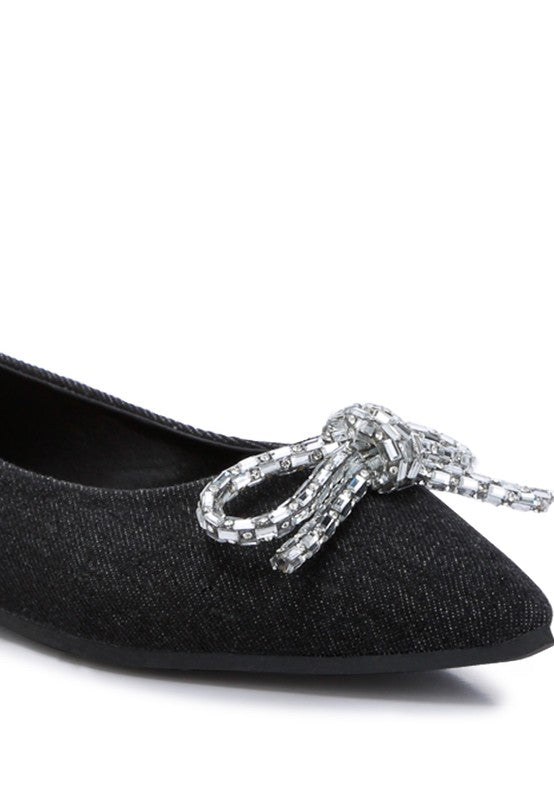 Ellerby Embellished Bow Detail Ballet Flats by Rag Company | Fleurcouture