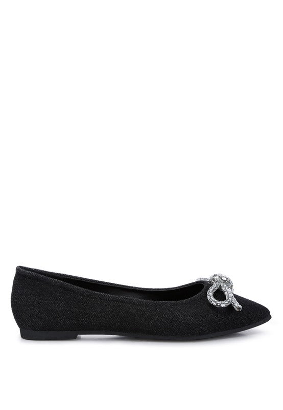 Ellerby Embellished Bow Detail Ballet Flats by Rag Company | Fleurcouture