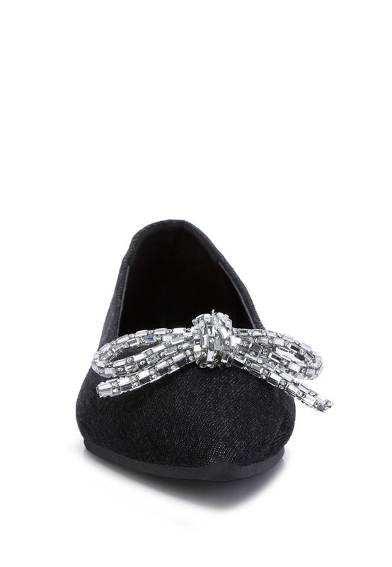 Ellerby Embellished Bow Detail Ballet Flats by Rag Company | Fleurcouture