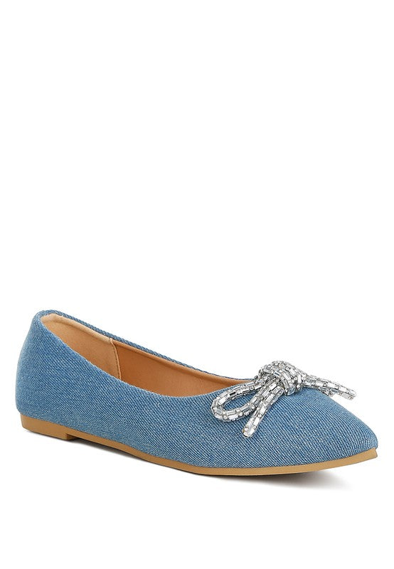 Ellerby Embellished Bow Detail Ballet Flats by Rag Company | Fleurcouture