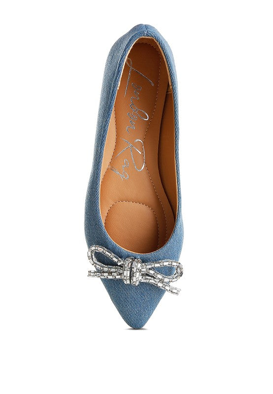 Ellerby Embellished Bow Detail Ballet Flats by Rag Company | Fleurcouture