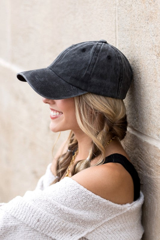Everyday Washed Ball Cap Black OneSize by Aili&