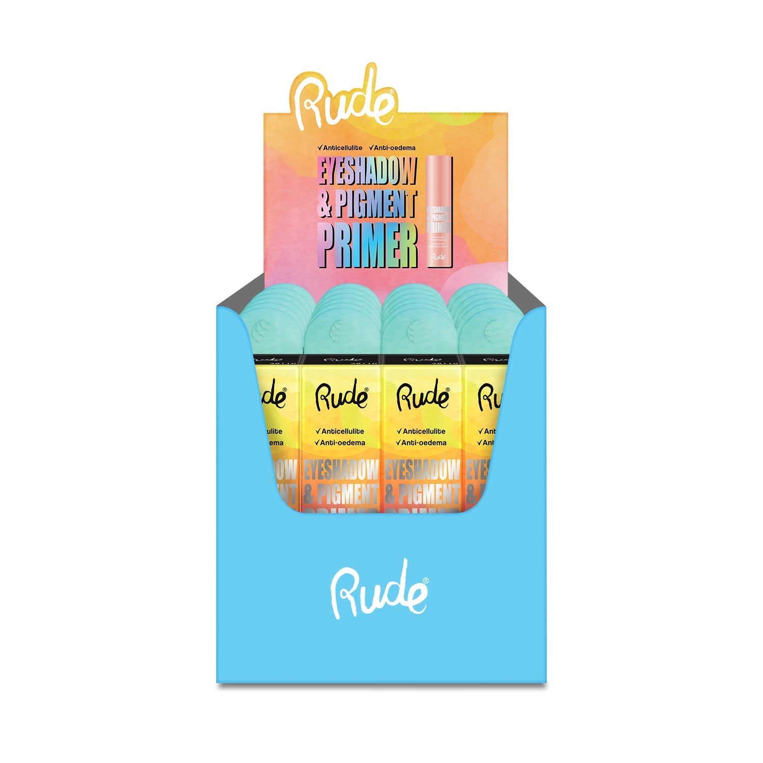 Eyeshadow & Pigment Primer Paper Display, 24pcs Wholesale Set by Rude Cosmetics | Fleurcouture
