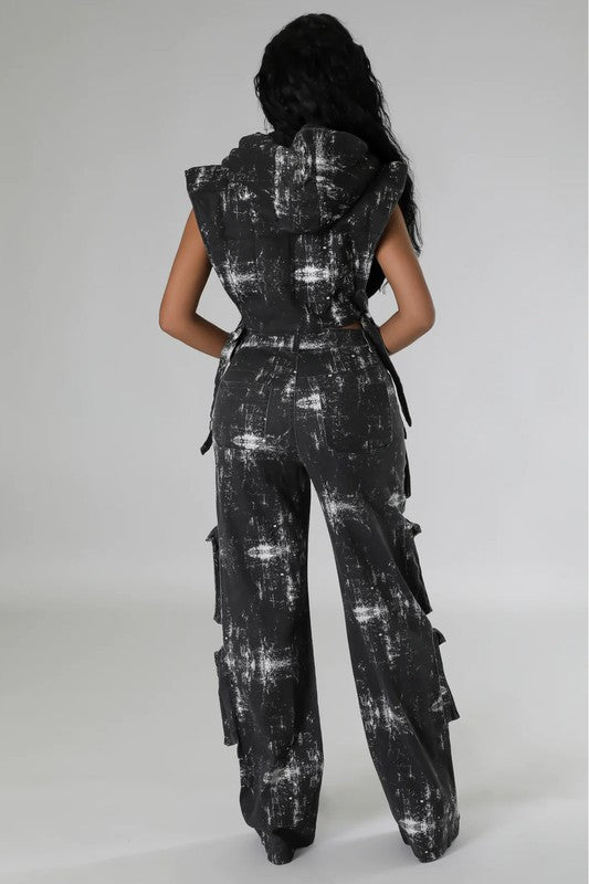 FAHION DENIM TWO PIECE PEANTS SET by By Claude | Fleurcouture