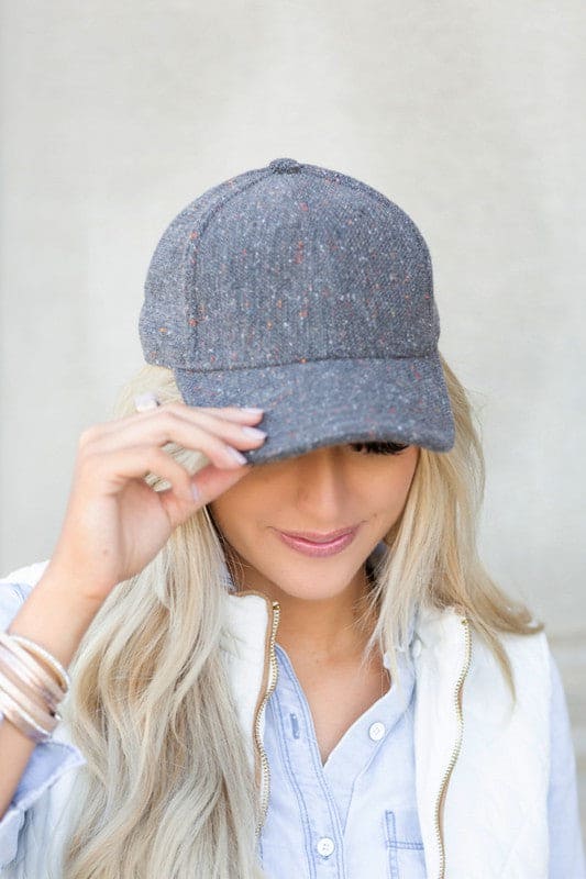 Fall Tweed Ball Cap Gray OneSize by Aili&