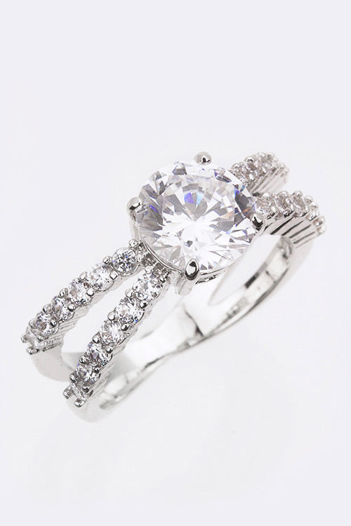 Fashion CZ Engagement Band Rhodium 6 by LA Jewelry Plaza | Fleurcouture