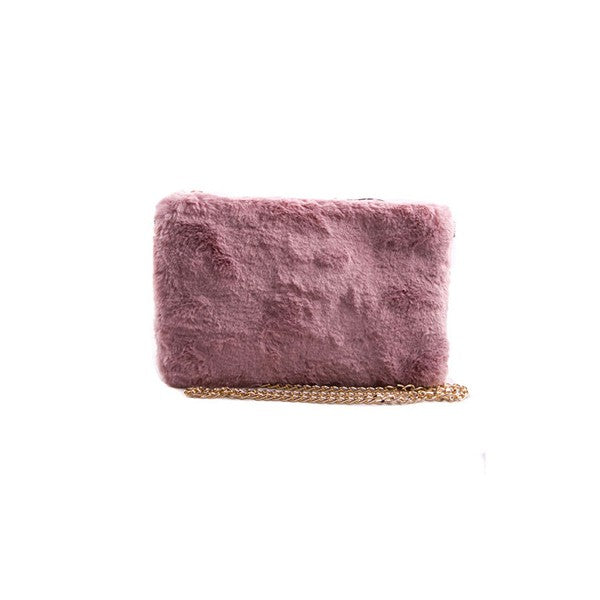 FAUX FUR CLUTCH SHOULDER BAG MVMV/MAUVE Os by Bella Chic | Fleurcouture