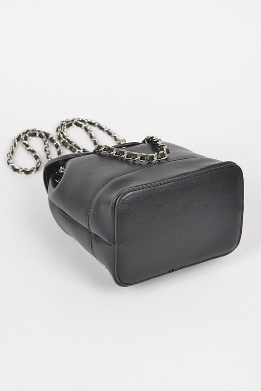 Faux Leather Chain Accent Fashion Backpack O/S by Artini Accessories | Fleurcouture