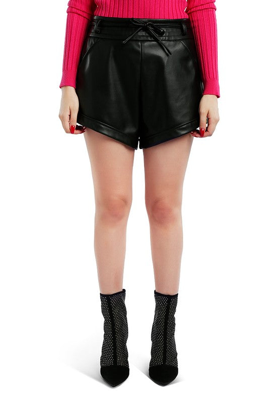 Faux Leather Shorts Black L by Rag Company | Fleurcouture