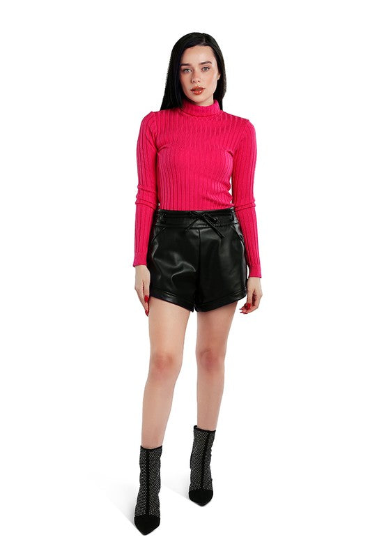 Faux Leather Shorts Black L by Rag Company | Fleurcouture