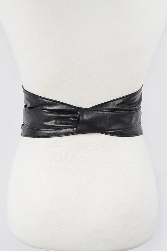 Faux Leather Wrap Around Obi Belt O/S by Artini Accessories | Fleurcouture