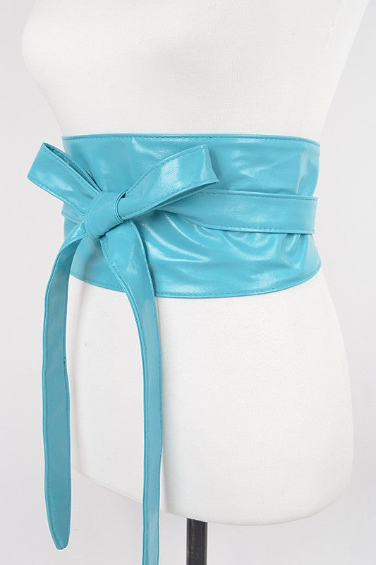 Faux Leather Wrap Around Obi Belt O/S by Artini Accessories | Fleurcouture