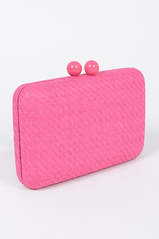 Faux Straw Iconic Box Clutch O/S by Artini Accessories | Fleurcouture
