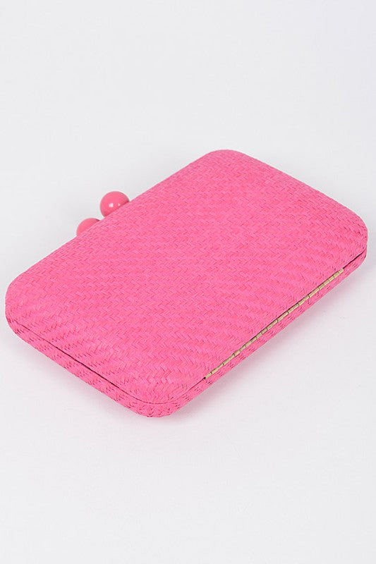 Faux Straw Iconic Box Clutch O/S by Artini Accessories | Fleurcouture