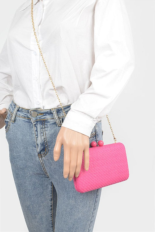 Faux Straw Iconic Box Clutch O/S by Artini Accessories | Fleurcouture