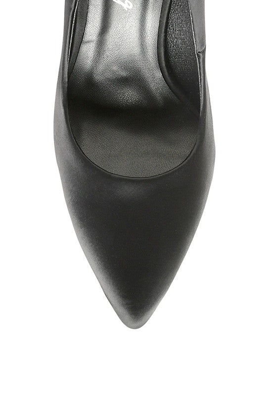 FIZZY GOBLET SATIN STILETTO PUMPS Black 10 by Rag Company | Fleurcouture
