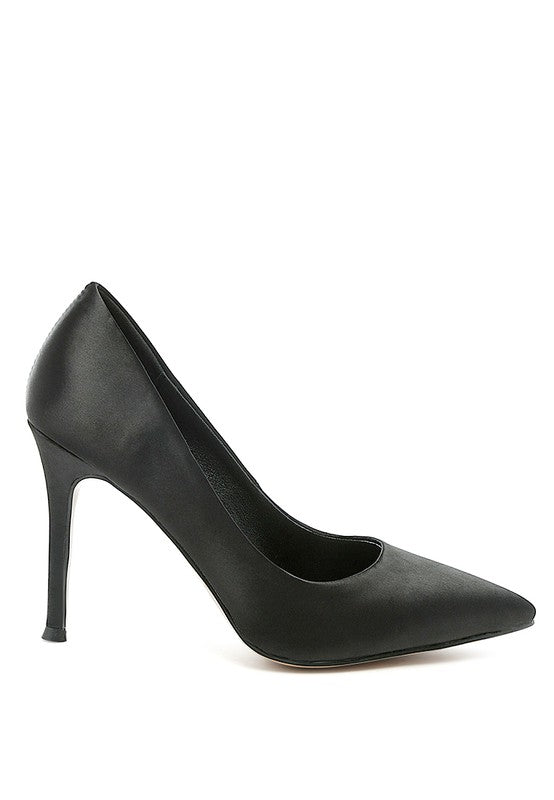 FIZZY GOBLET SATIN STILETTO PUMPS Black 10 by Rag Company | Fleurcouture