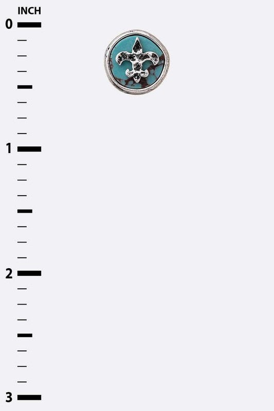 Fleur De Lis Turquoise Stud Earrings Silver O/S by LA Jewelry Plaza | Fleurcouture