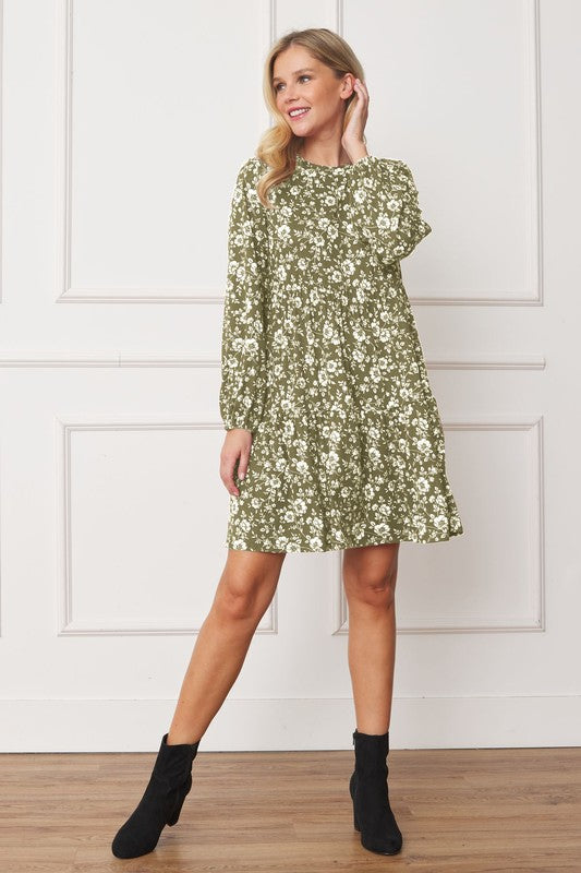 Floral Crew Neck Midi Dress by EG fashion | Fleurcouture
